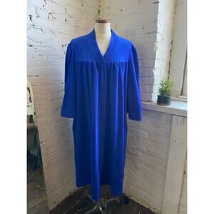 Vintage 70s Vanity Fair Blue Terry Cloth Bathrobe Retro Grandma Mumu Robe XXXL